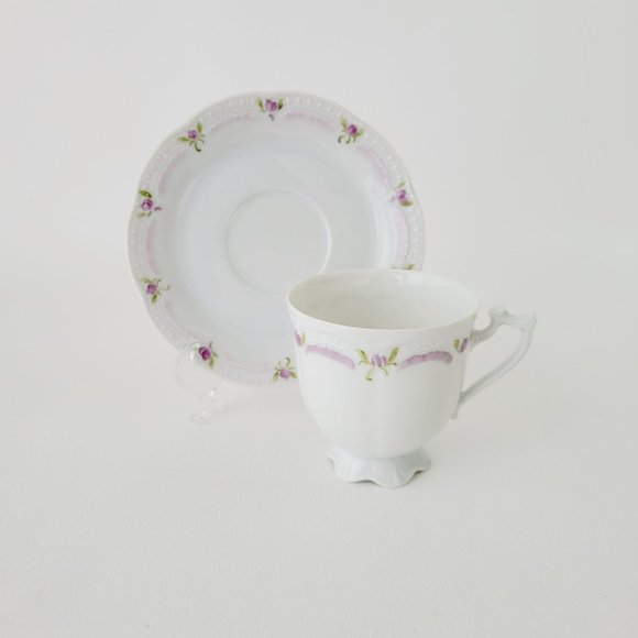 Hutschenreuther Viktoria Hand-Painted Teacup/Saucer, Rare Elegant German Teacup - Picture 1 of 12